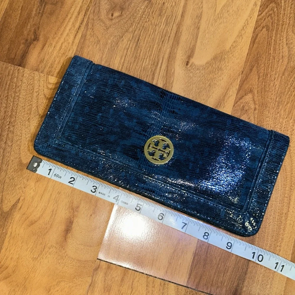 Tory Burch Lizard Embossed Leather Clutch Bag Long Wallet